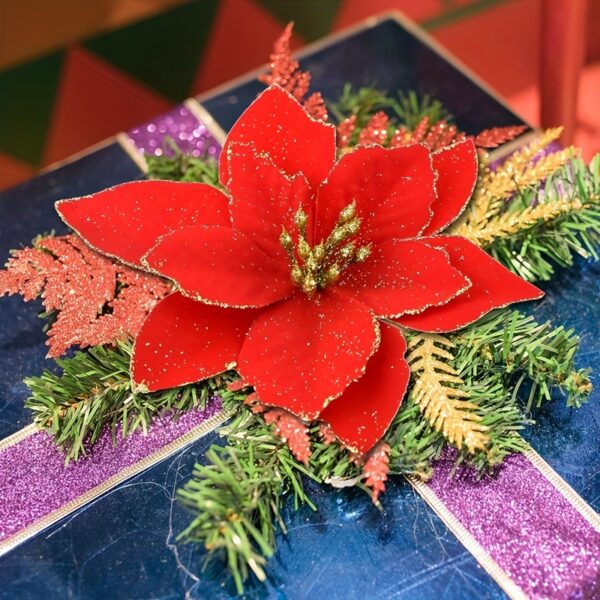 10pcs large 13.97cm red Christmas flower ornaments for tree and home décor