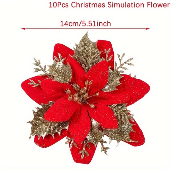 10pcs large 13.97cm red Christmas flower ornaments for tree and home décor