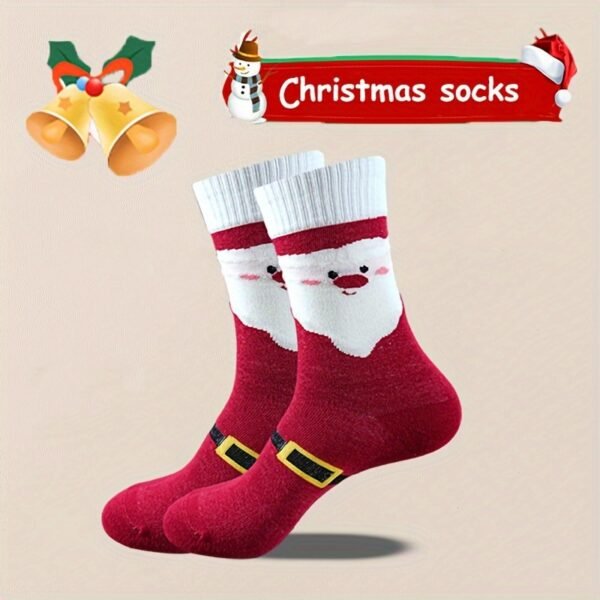 32 pairs unisex Christmas crew socks with festive patterns, soft polyester blend, and mid-calf length