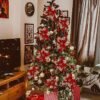 10pcs large 13.97cm red Christmas flower ornaments for tree and home décor