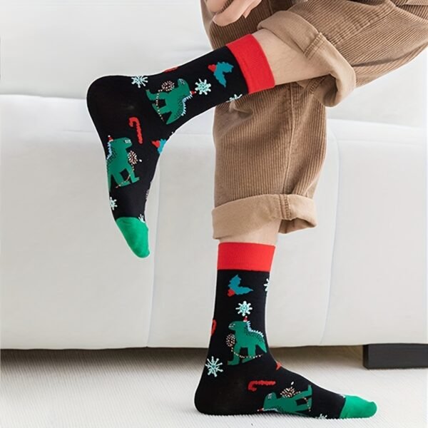 32 pairs unisex Christmas crew socks with festive patterns, soft polyester blend, and mid-calf length