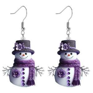 2pcs white acrylic snowman dangle earrings, festive holiday jewelry for parties and gifting