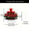 Acrylic Christmas candle centerpiece with red candle and poinsettia design for tabletop décor