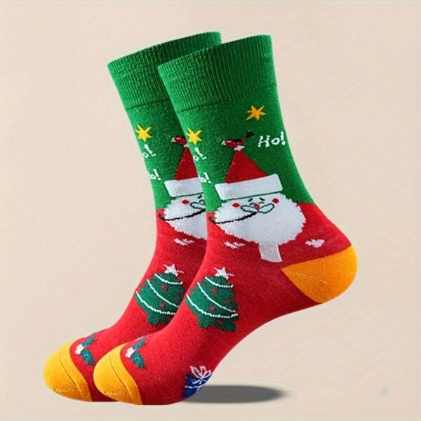 32 pairs unisex Christmas crew socks with festive patterns, soft polyester blend, and mid-calf length