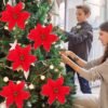 10pcs large 13.97cm red Christmas flower ornaments for tree and home décor