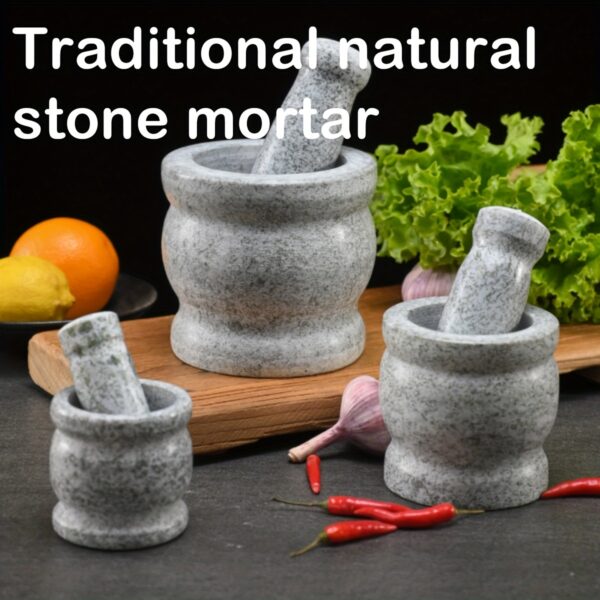 Granite mortar and pestle set for grinding spices, herbs, and small ingredients