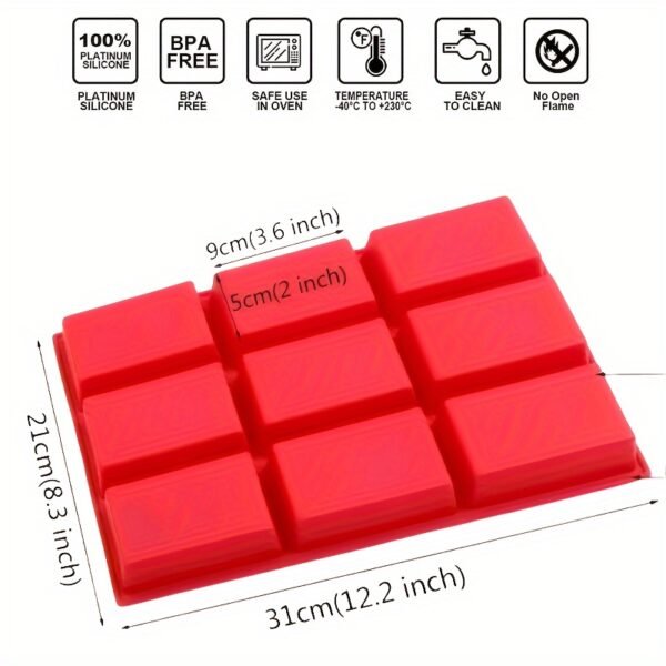 9-cavity silicone mini loaf pan for baking individual portions of bread, cakes, or desserts