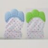 2-Pack of Dot-Patterned Teething Gloves - Silicone Teething Mitts for Babies, Scratch-Resistant Protective Gloves for 0-12 Months