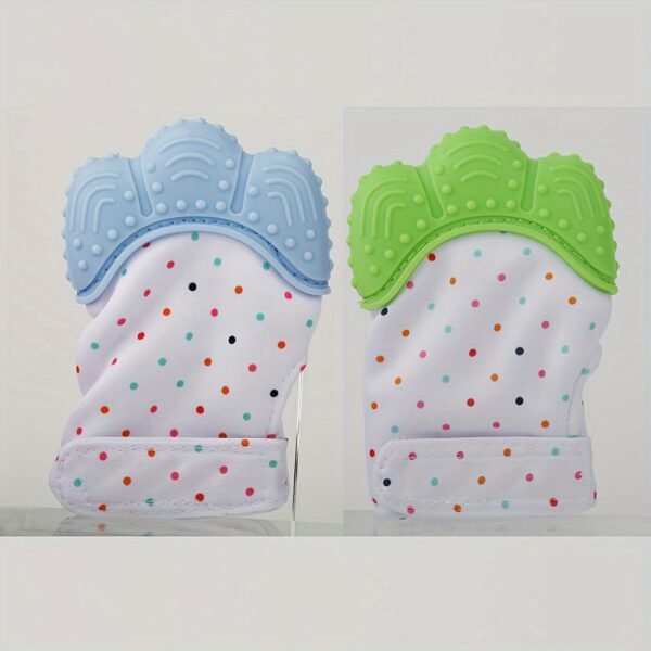 2-Pack of Dot-Patterned Teething Gloves - Silicone Teething Mitts for Babies, Scratch-Resistant Protective Gloves for 0-12 Months