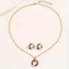 Chic Floral Jewelry Set for Women, 3pcs Necklace & Earrings, Perfect for Casual or Party Wear, Ideal Christmas Gift.