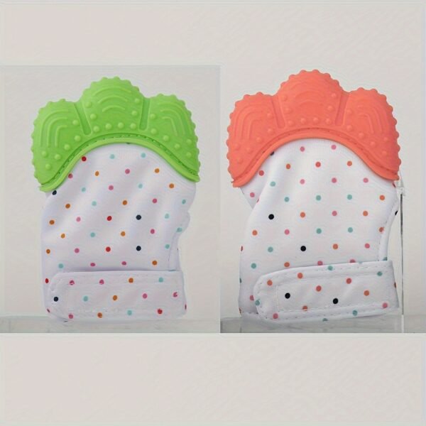 2-Pack of Dot-Patterned Teething Gloves - Silicone Teething Mitts for Babies, Scratch-Resistant Protective Gloves for 0-12 Months