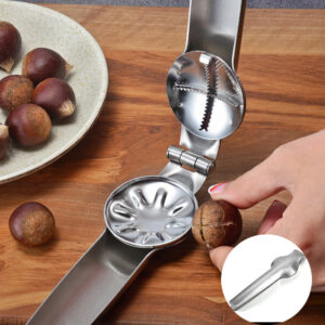 Chestnut clip nutcracker opener, stainless steel tool for shelling walnuts and other nuts, perfect for home and festival decor.