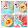 Stainless steel watermelon baller and carving knife, designed for effortlessly scooping and carving watermelon.