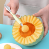 Stainless steel watermelon baller and carving knife, designed for effortlessly scooping and carving watermelon.