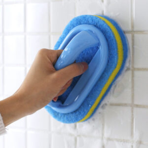 Magic cleaning sponge for kitchen and bathroom, effective for removing tough stains and grease.