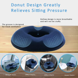 Memory Foam Seat Cushion, Anti-Hemorrhoids, Hip Push-Up, Orthopedic Tailbone Pillow for Car, Office, and Chair Comfort