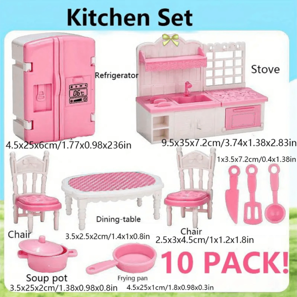 1:12 miniature house furniture set with bedroom, living room, and bathroom accessories for dolls, perfect for Christmas and Halloween gifts.