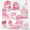 1:12 miniature house furniture set with bedroom, living room, and bathroom accessories for dolls, perfect for Christmas and Halloween gifts.