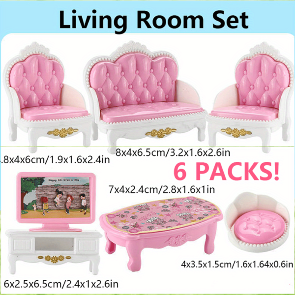 1:12 miniature house furniture set with bedroom, living room, and bathroom accessories for dolls, perfect for Christmas and Halloween gifts.