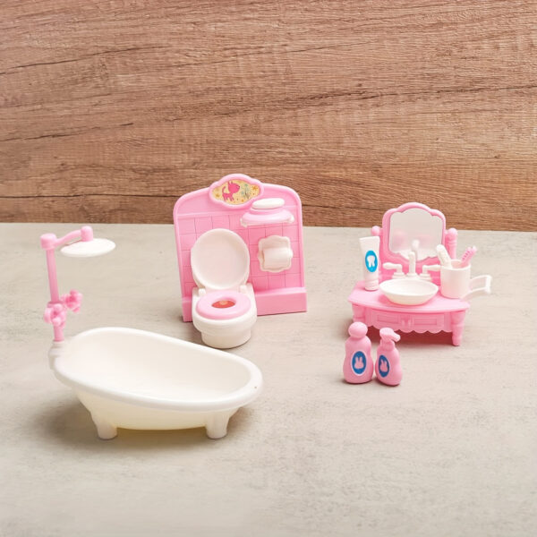 1:12 miniature house furniture set with bedroom, living room, and bathroom accessories for dolls, perfect for Christmas and Halloween gifts.