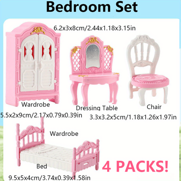 1:12 miniature house furniture set with bedroom, living room, and bathroom accessories for dolls, perfect for Christmas and Halloween gifts.