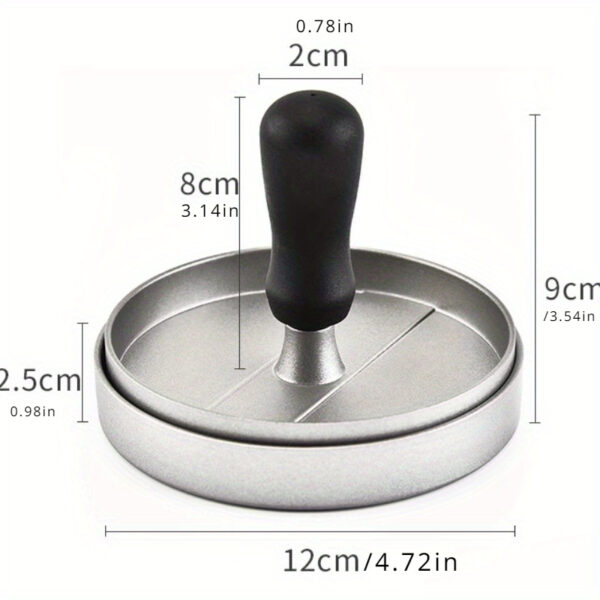 Manual non-stick hamburger meat press for home kitchen, breakfast pancake maker, and hamburger patty mold.