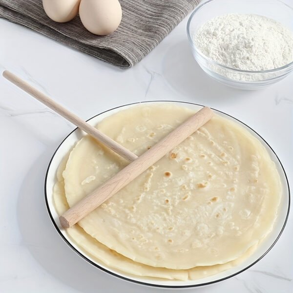 Bamboo T-shaped pancake spreader, reusable and easy to clean, perfect for home and professional use.
