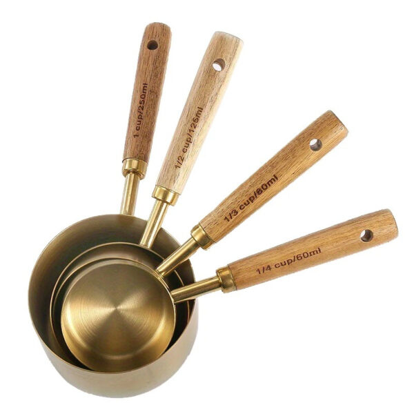 Stainless steel measuring cups and spoons set for precise cooking and baking measurements