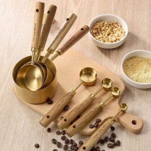 Stainless steel measuring cups and spoons set for precise cooking and baking measurements