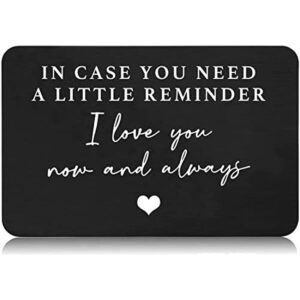 Engraved aluminum wallet love note card, a meaningful gift for boyfriend or husband for special occasions like weddings, Christmas, Valentine’s Day, and birthdays.