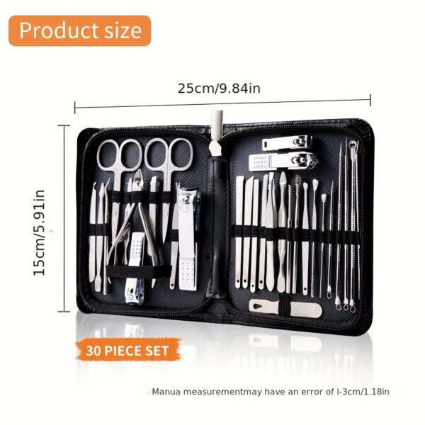 7-piece nail clipper set with anti-splash design, stainless steel nail clippers, acne needle, and nail file for home use.