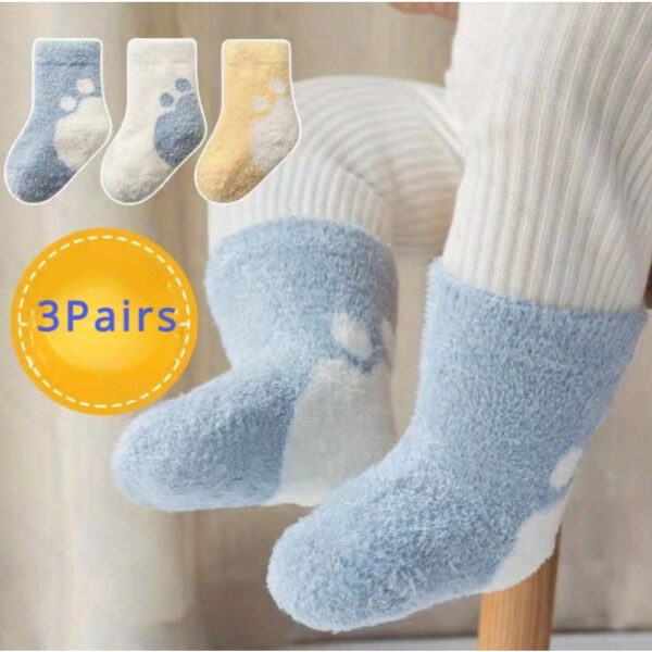 3 Pairs Baby Boys Cartoon Winter Thick Socks Warm Stockings for Children