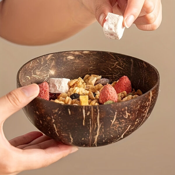 EcoBowl coconut shell bowls and wooden spoons set for sustainable dining