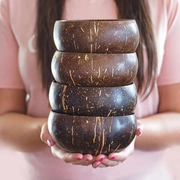 EcoBowl coconut shell bowls and wooden spoons set for sustainable dining