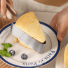 Stainless steel cake clip and slicer set, 27cm, perfect for minimalist food presentation and precise cake serving.