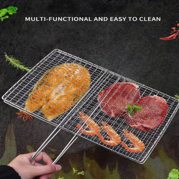 Cast iron BBQ grill mesh, non-stick and heat-resistant for grilling.