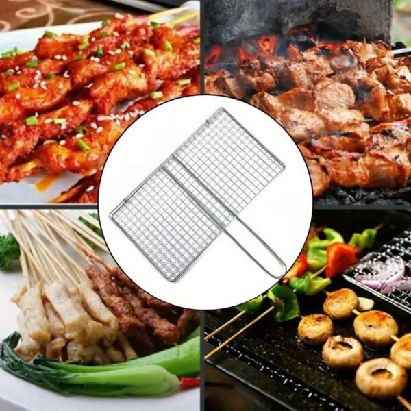 Cast iron BBQ grill mesh, non-stick and heat-resistant for grilling.