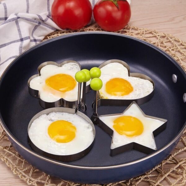 "Stainless steel non-electric egg ring, designed for cooking perfectly shaped eggs without electricity.