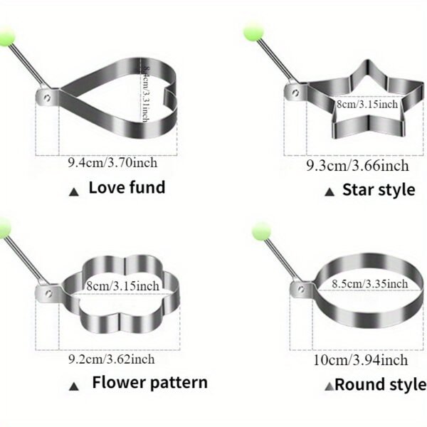 "Stainless steel non-electric egg ring, designed for cooking perfectly shaped eggs without electricity.