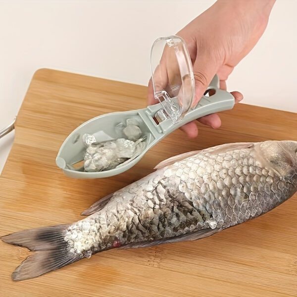 Plastic fish scale remover tool designed for easy scraping of fish scales.