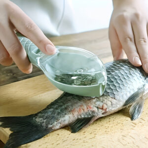 Plastic fish scale remover tool designed for easy scraping of fish scales.