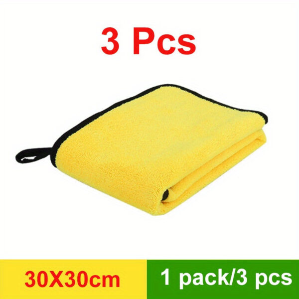 Ultra-Soft Microfiber Car Wash Towel, 29.97cm x 29.97cm Drying Cloth for Cars & Kitchens, Vibrant Dark Gray & Yellow.