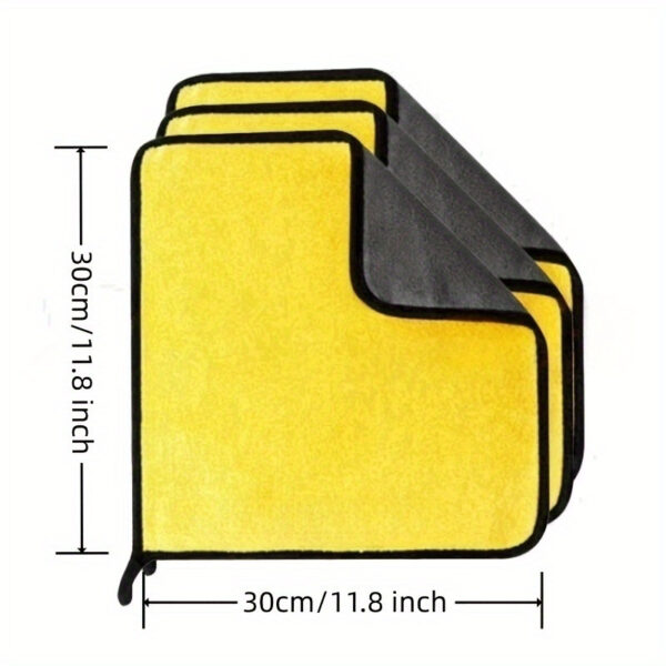 Ultra-Soft Microfiber Car Wash Towel, 29.97cm x 29.97cm Drying Cloth for Cars & Kitchens, Vibrant Dark Gray & Yellow.