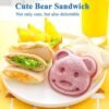 Cartoon animal sandwich cutter set with bento and holiday-themed molds for fun, shaped sandwiches.