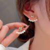 Elegant alloy heart-shaped stud earrings with faux pearls, versatile double-wear design, ideal for Christmas and Thanksgiving gifts.