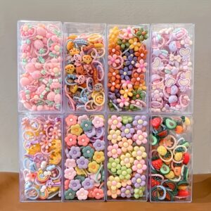 50pcs Cute Cartoon Thumb Hair Ties - Non-Damaging Elastic Rubber Bands for Styling, Plastic Material, Casual Style.