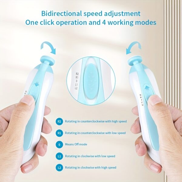 Baby Nail Trimmer Electric - 6 In 1 Safety Baby Nail Clippers with LED Light, Grinding Pads for Newborn, Infant, Toddler, or Adult Nail Care