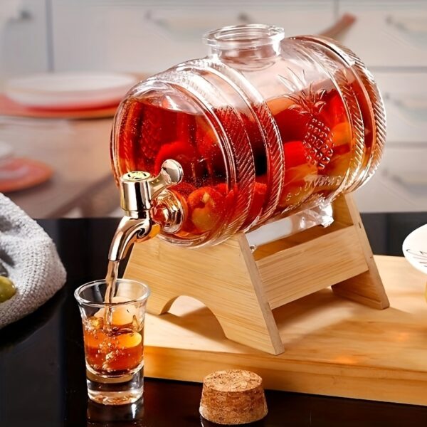 1L glass beverage dispenser with faucet for serving drinks at parties and gatherings