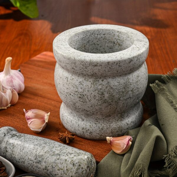 Granite mortar and pestle set for grinding spices, herbs, and small ingredients