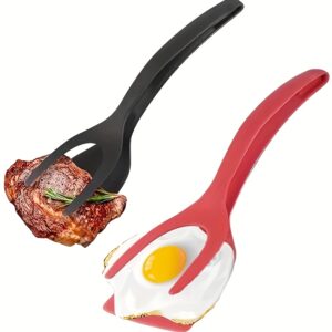 2-in-1 non-stick pan flipper for pancakes, eggs, and more; durable polypropylene spatula with hanging hole.